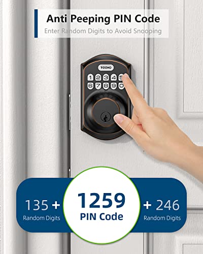 Teeho Te001 Keyless Entry Door Lock With Keypad - Smart Deadbolt Lock For Front Door With 2 Keys - Auto Lock - Easy Installation - Oil-Rubbed Bronze #TOP7