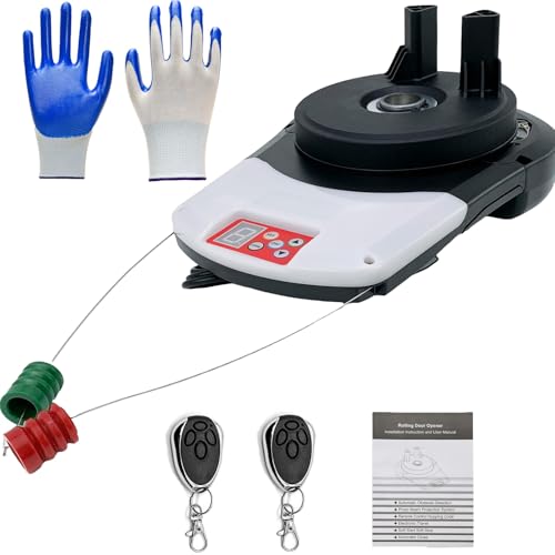 Abridor de puerta enrollable automático, motor de puerta enrollable de garaje con 2 controles remotos, guantes, abridor de puerta enrollable eléctrico 800N, abridor de puerta de garaje inteligente
