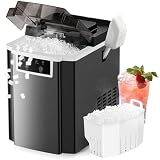 KaringBee Countertop Nugget Ice Maker - 45 lbs/Day, Rapid 5-Min Soft Chewable Pellet Ice Production - Self-Cleaning Sonic & Pebble Ice Machine for Home, Kitchen, Office - Stainless Steel