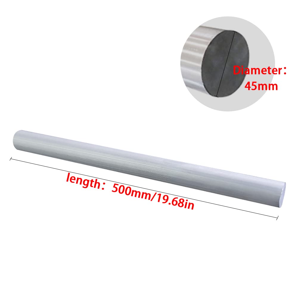 Pręty aluminiowe, pręt aluminiowy, pręt okrągły, pręty aluminiowe, pręt okrągły 6061 okrągły pręt stalowy do części przemysłowych Narzędzie rzemieślnicze, długość 500 mm, średnica 40/45 mm (1 szt.), ś