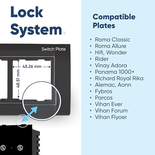 Image of AZIOT Smart Modular 2 Way Gang Touch Switch - 16 Amps each - Glass (Not Acrylic): Elevate Your Home with Effortless Control (Fits in Anchor Roma Classic and similar plates)