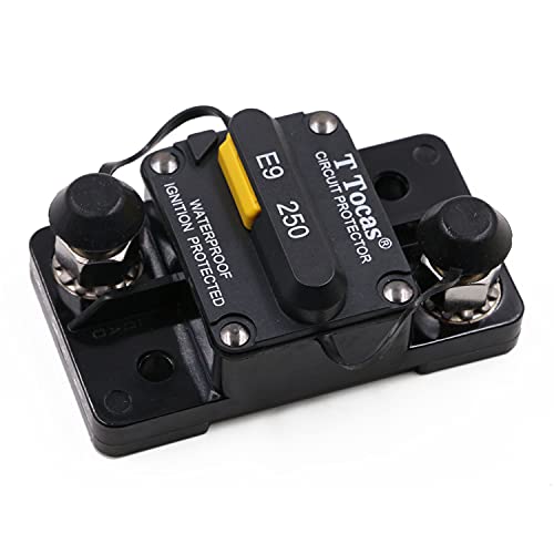 T Tocas 250 Amp Circuit Breaker With Manual Reset High Amp (No Manual Button Disconnect), Waterproof, Flush-Mount Circuit Breaker #TOP6
