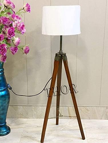 THOR INSTRUMENTS Antique Classical Marine Tripod Floor Lamp Retro Vintage Wooden Tripod Lamp (Lamp Shade is not Included) Rustic Vintage Home Decor Gifts image 4