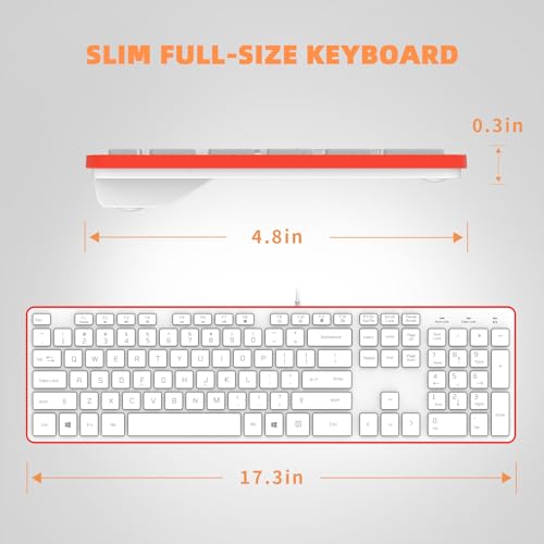 Image of USB Wired Keyboard for window,Comfortable Quiet Chocolate Keys, Durable Ultra-Slim Wired Computer Keyboard(QWERTY) for PC, Windows 11 /10 /8 /7 /XP /Vista KB1430 (Orange, Wired Keyboard For Windows)