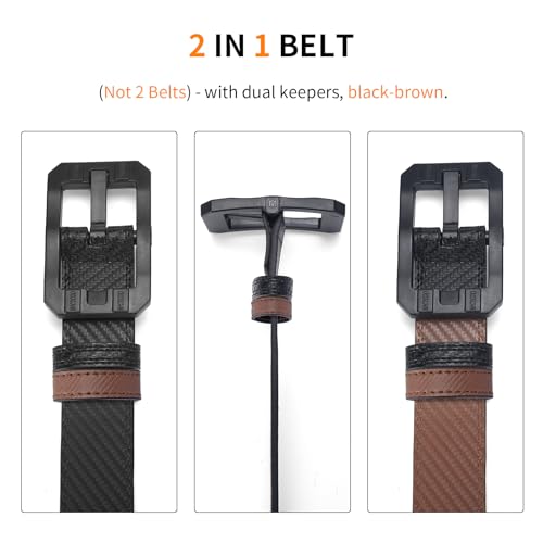Big Buckle Reversible Leather Belt | TSA Approved, Hypoallergenic, Nickel-Free, Non-Metal, Airport Friendly with Plastic Buckles2