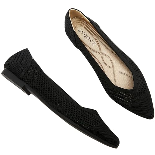 Ballet Flats Shoes for Women Knit Mesh Flats Shoes Womens Dressy Comfortable Pointed Toe Washable Slip On Flat2