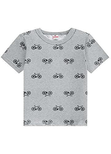 Camiseta Manga Curta, Meninos, Básicos, Mescla Claro, 4