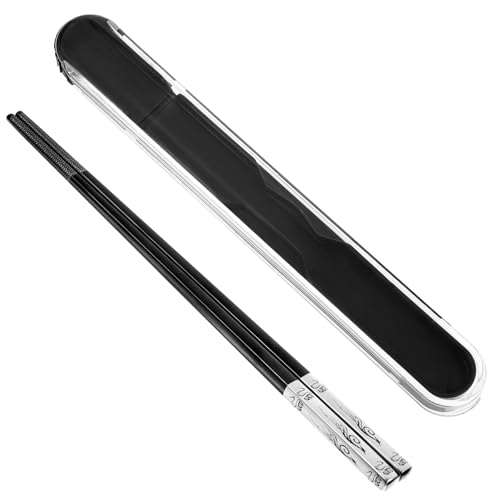 Ymapinc Essstäbchen Edelstahl,1 Paar Stäbchen zum Essen mit Etui Wiederverwendbare Chopsticks Lasergravierte Stäbchen Rutschfeste Ess Stäbchen für Schule Zuhause Büro Outdoor Spülmaschinenfest