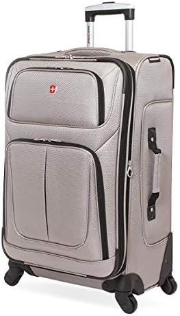 SwissGear Sion Softside Expandable Roller Luggage, Pewter, Checked-Medium 25-Inch