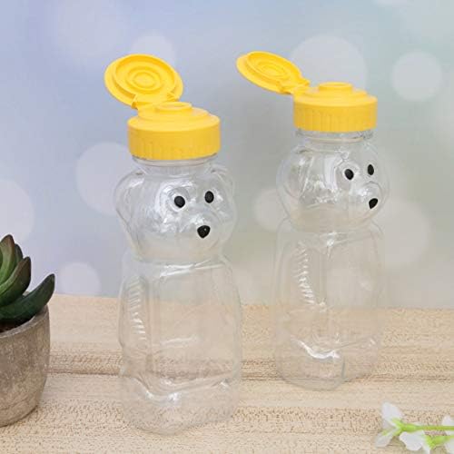 Hemoton 12pcs Plastic Honey Jar Bear Honey Bottles Jar Refillable Squeeze Bottles with Flip Top Lid Juice Drinking Bottle Condiment Dispenser Christmas Fall Wedding Party Supplies 240ml