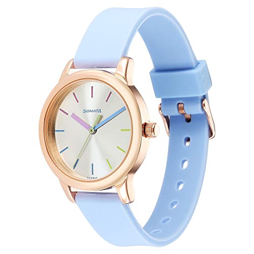 Image of Sonata Splash Silver Dial Women Analog Watch with Plastic Strap-8178WP01