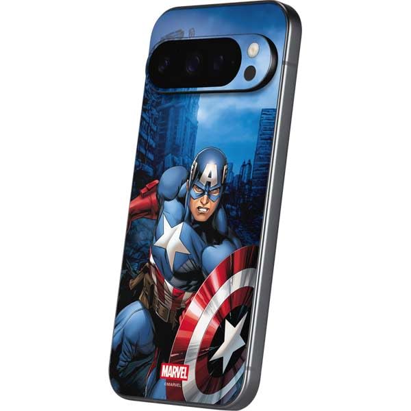 Skinit Decal Phone Skin Compatible with Google Pixel 9 Pro - Officially Licensed Marvel Captain America Portrait Design