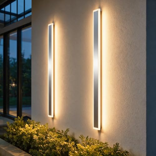 Image of Aipsun 39.4in Brushed Nickel Outdoor Wall Sconces 2 Packs