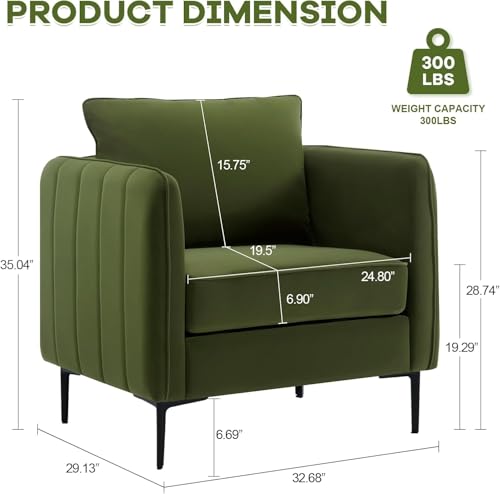 Sillón Moderno Terciopelo Verde miniatura 2