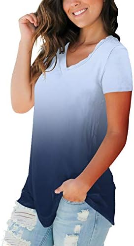 SAMPEEL Womens Summer Tie Dye Short Sleeve T Shirts Ombre V Neck Tops S-3XL 2 SAMPEEL Womens Summer Tie Dye Short Sleeve T Shirts Ombre V Neck Tops S-3XL