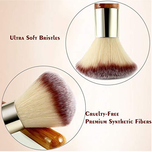 Matto Bamboo Makeup Brush Set Face Kabuki 2 Pieces - Foundation and Powder Makeup Brushes for Mineral BB Cream