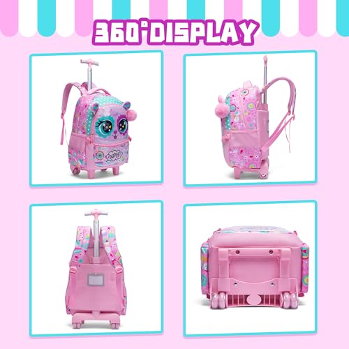 Meetbelify Kit Mochila Infantil Escolar Mochila para meninas Mochila com rodas Crianças bonito Mochi