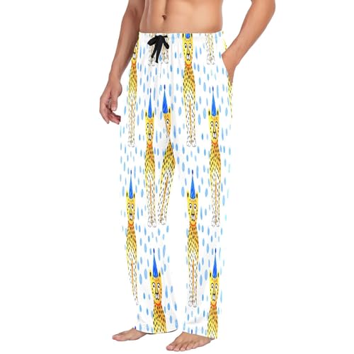Qilmy Cartoon Cheetahs Men's Cotton Pajama Pants, Lightweight Lounge Sleepwear with Drawstring and Pocket4