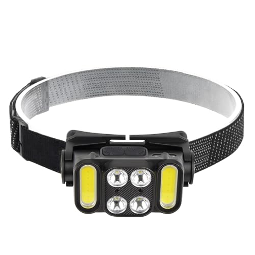 Machify Headlamp for Running, Camping, Fishing, Red Light, 6 Modes, Wave Sensor, USB C Rechargeable, 1200 Mah