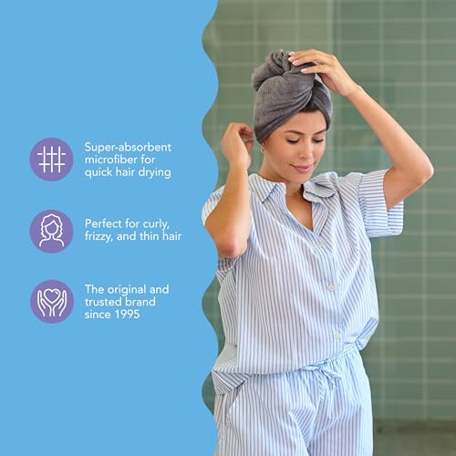 Image of Turbie Twist 2-Pack Microfiber Hair Towel for Beauty, Travel, Gifting - Wrap Turban for Straight, Wavy & Curly Hair - Premium Personal Care - Solemnity