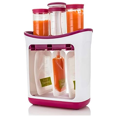 Wallfire Baby Food Squeeze Station, Homemade DIY Fresh Fruit Juice Squeeze Station Infant Baby Food Maker with 10 Replacement Storage Bags Cover