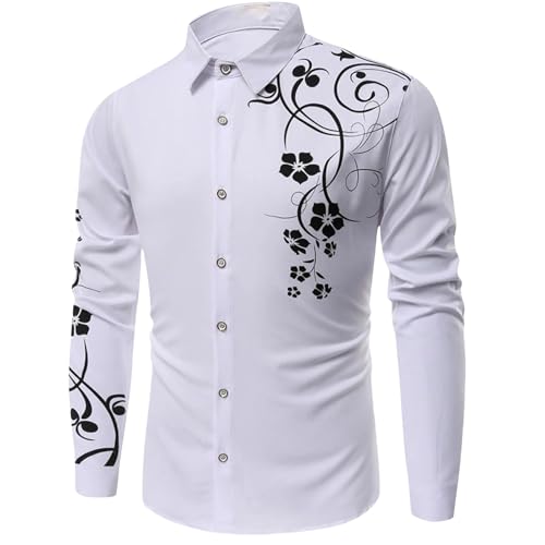 Chemise boutonnée à manches longues pour homme à imprimé floral chic