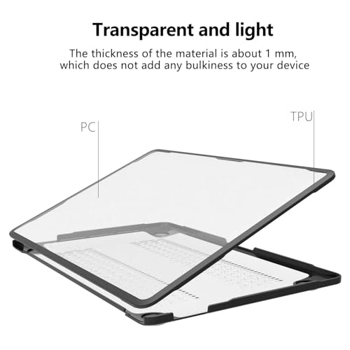 Image of TechTrendz Compatible with MacBook Air 13 inch Case 2025 2024-2022 M4 M3 M2 A3113 A2681 Cover, Anti-Cracking, Anti-Fingerprint Hard Shell Soft TPU Bumper PC for Air 13.6 inch Case Cover, Frosted Black