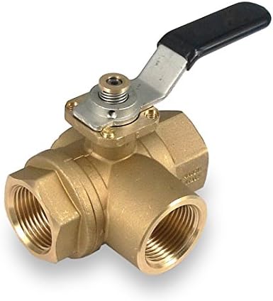 RUB S72D41Lq S72 3-Way Ball Valve 1/2" Fxfxf with Lever Handle Full Port Four Seats L-Port Pattern, 0.5"