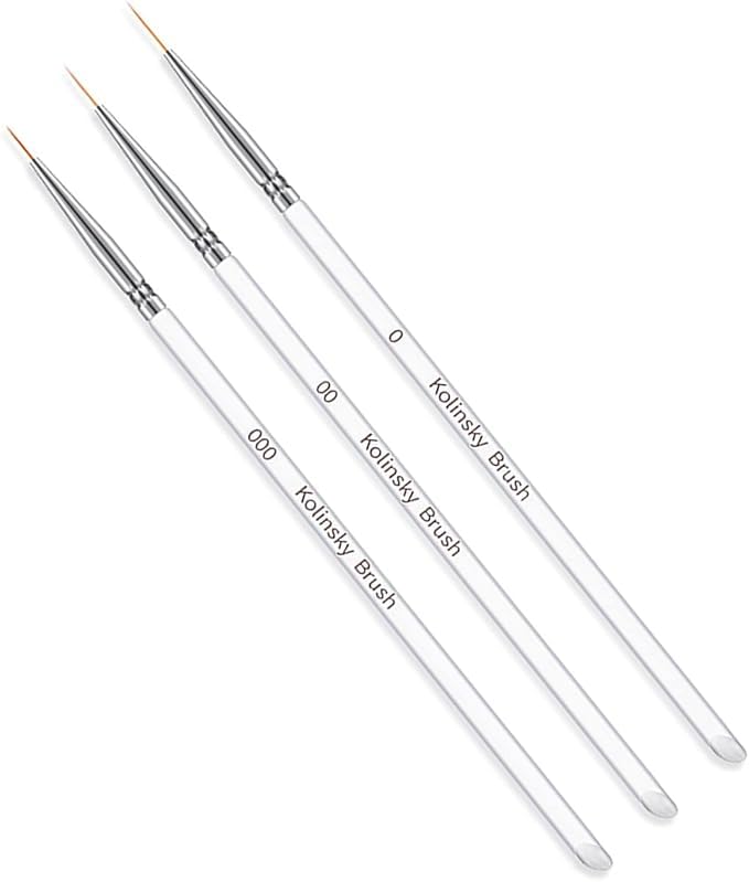 URBAN BOX 3pcs Professional Nail Art Brush Set for Short Strokes, Liner Pens Striping Brushes for Details, Blending, Elongated Lines-image-30