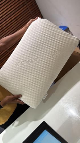 Image of Flat Memory Pillow | Low Profile Memory Foam Pillow for Back and Stomach Sleepers | Breathable Soft Cover | Ergonomic Slim Design | Suitable for Kids and Adults