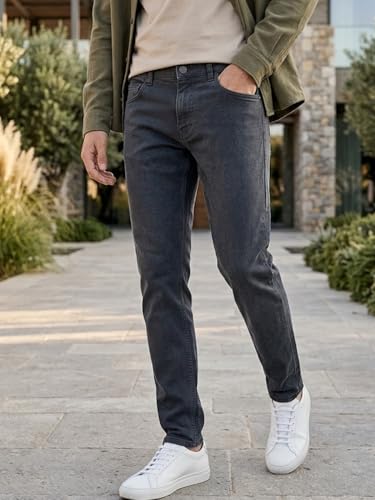 Image of Urbano Fashion Men's Slim Fit Mid Rise Washed Jeans Stretchable