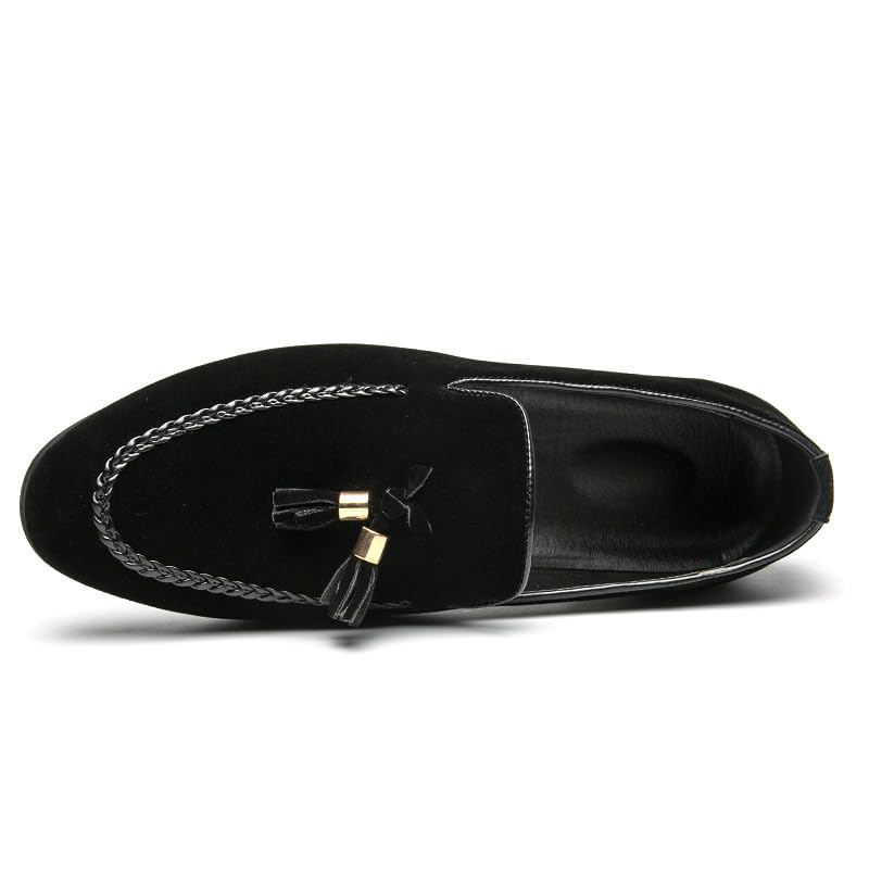 Santimon Men's Loafers Casual Penny Loafers for Men Braided Suede Mens Slip On Tassel Driving Shoes2