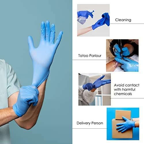 Vos Disposable Gloves, Latex & Powder Free Nitrile Rubber Gloves, Heavy Duty, 100 Count Box, Food Safe #TOP6