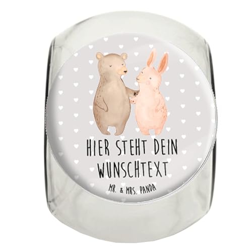 Mr. & Mrs. Panda Personalisiertes Bonbonglas Bär und Hase Umarmen XL 2000ml - Personalisierte Geschenke, Partner, Freunde, Hocheitstag, Vorratsdose