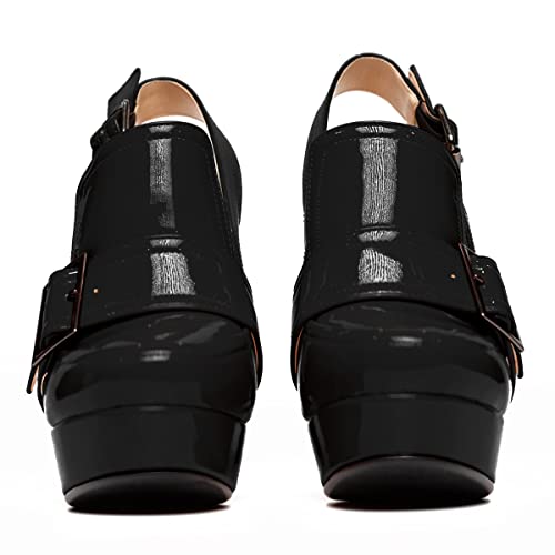 Image of SHODENSE Women Vintage Platform Chunky High Heels Pumps Shoes Round Closed Toe Platform Loafers Ankle Strap Block Heel Slingback Summer Sandals Backless Buckle Loafer Ladies Chic Sexy Party 4-11 M US