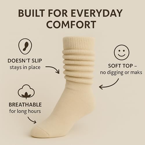 AWS/American Made Slouch Socks Cotton Scrunch Knee High Extra Long and Heavy Socks3