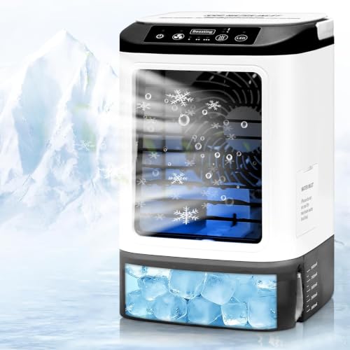 Aire acondicionado portátil sin aspas, ventilador de refrigeración alimentado por USB, enfriador de aire recargable de 6 velocidades con humidificador, ventilador de refrigeración evaporativo con