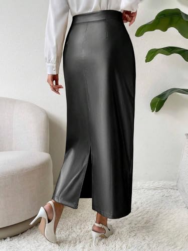 Solid Color High Waist Button Skirt PU Leather 2025 Fashion Skirts for Women2