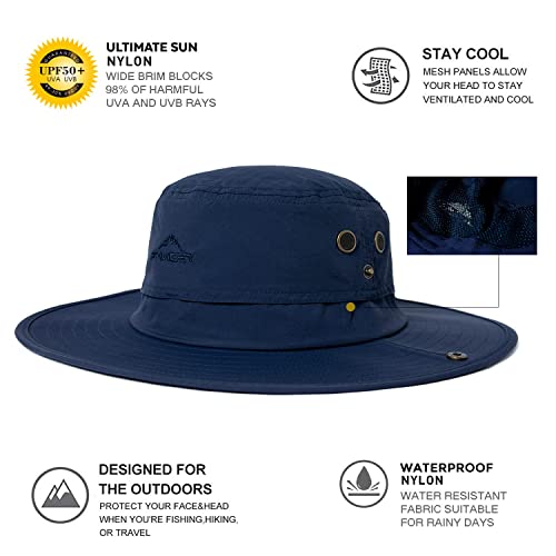 Image of Oversize XL XXL Large Wide Brim Waterproof UPF 50+ Bucket Sun Summer Travel Fishing Hiking Fisherman Hat Detachable Chin