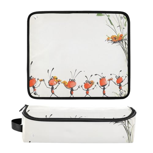 Organizador 2 en 1 para herramientas de cabello con tapete resistente al calor extraíble, impermeable para planchas, rizadores y secador, rojo miniatura 3