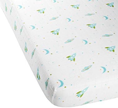 Aura Weavers Organic Muslin Crib Sheet, Into The Space, Regular