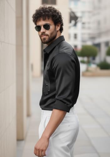 Image of IndoPrimo Men's Stylish Satin Shirt for Party and Casual Wear - Exclusive Designer Full Sleeve Shirt for Men - Pilar