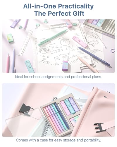 Four Candies 0.5 mm Druckbleistift Set, 6PCS Niedliche Druckbleistifte mit 360PCS Minen, 3PCS Pastell Radiergummis und 9PCS Radiergummi-Minen