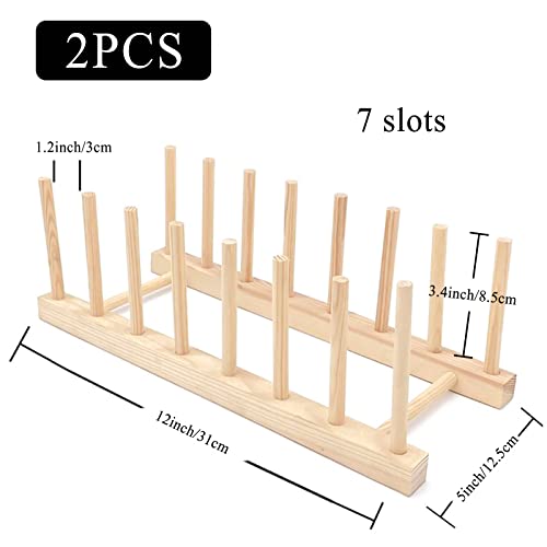 XIACIBDUS 2 PCS Wooden Dish Rack, Plate Stand Racks, Wooden Dish Drainers Pot Lid Holder - Image 3