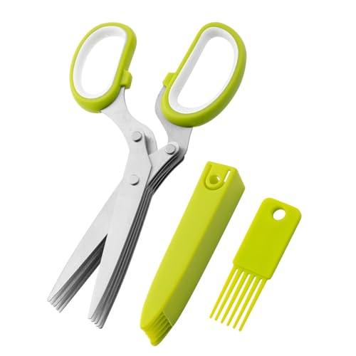 1 Paio Di Forbici Da Cucina A 5 Lame, Forbici Multifunzionali In Acciaio Inossidabile, Comode Forniture Da Cucina, Adatte Per Tagliare Cipolle Verdi, Peperoni, Coriandolo E Altri Ingredienti.