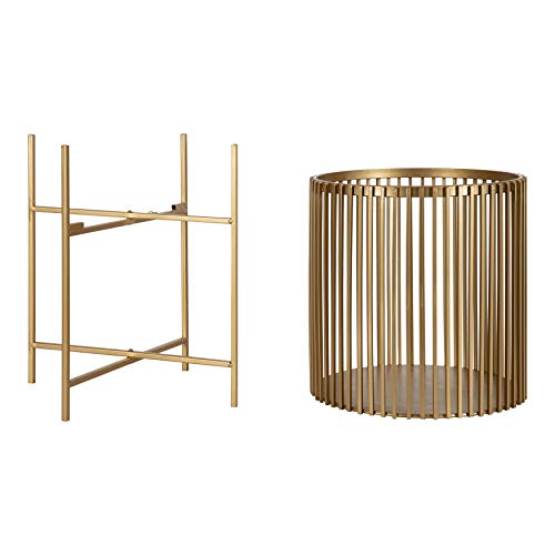 Image of Kate and Laurel Paynter Modern 2-Piece Metal Floor Planter Set with Foldable Stand, Gold