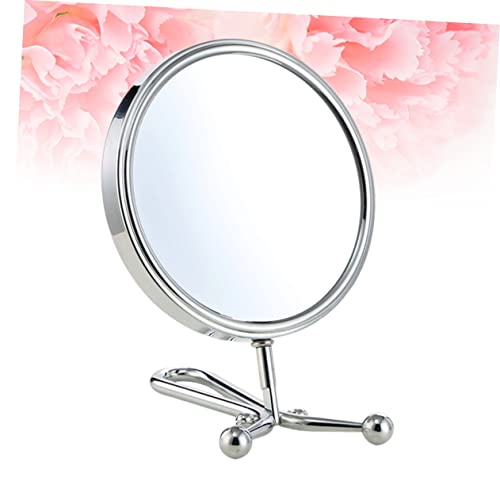 FRCOLOR Espejo de maquillaje giratorio doble cara plateado miniatura 4