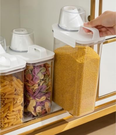 Miniatura 7 de 2 recipientes herméticos para almacenamiento de alimentos, vasos medidores, recipientes de plástico para alimentos secos para cocina, organización y