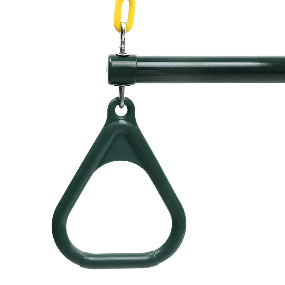 Trapez-Schaukel-Set für robuste Trapezstange mit Ringen und höhenverstellbaren Kunststoffketten Rostschutz für Outdoor-Spielplatz und Garten bis 100 kg Tragkraft
