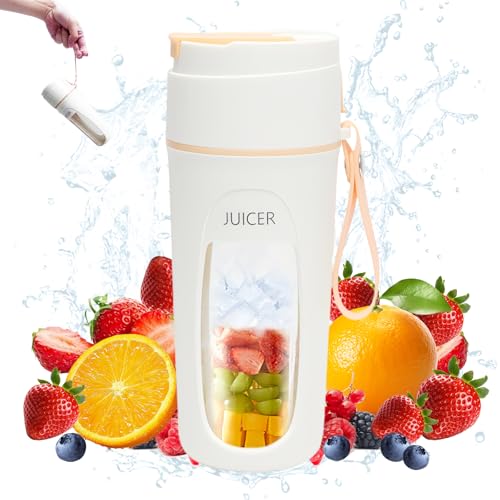 Fancysky Zumo Batidora Portátil, 340ML, 10 Cuchillas, 22,000 RPM, Personal Mini Licuadora, Vaso Exprimidor Frutas, Batidora Portátil Recargable